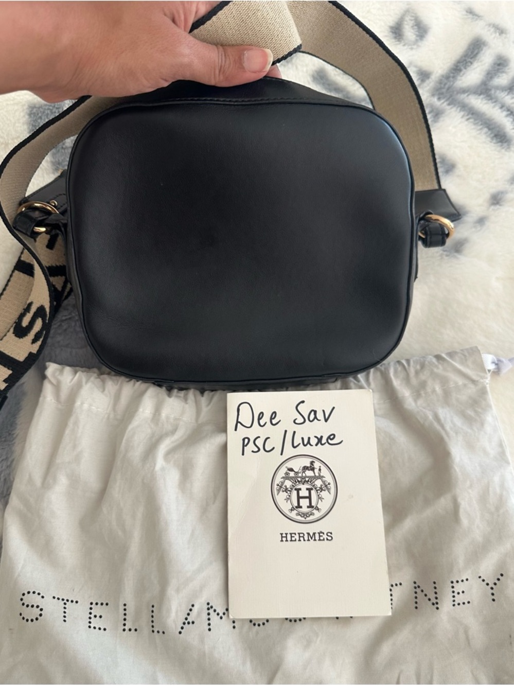 Stella McCartney Navy Perforated Logo Mini Crossbody - Picture 4 of 7